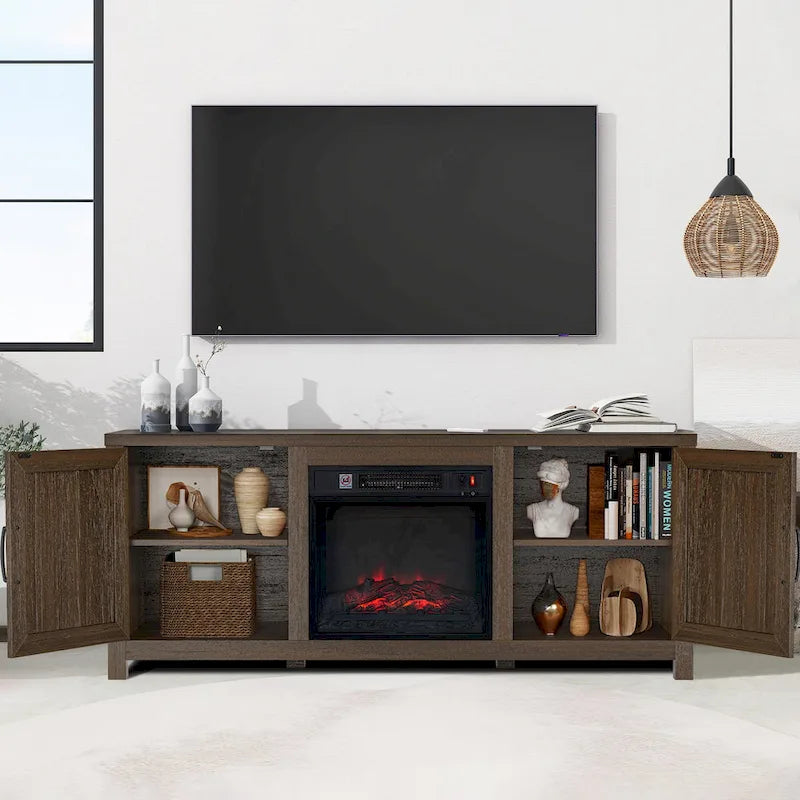 58 Farmhouse Electric Fireplace TV Stands Console Table for TV's up to 65