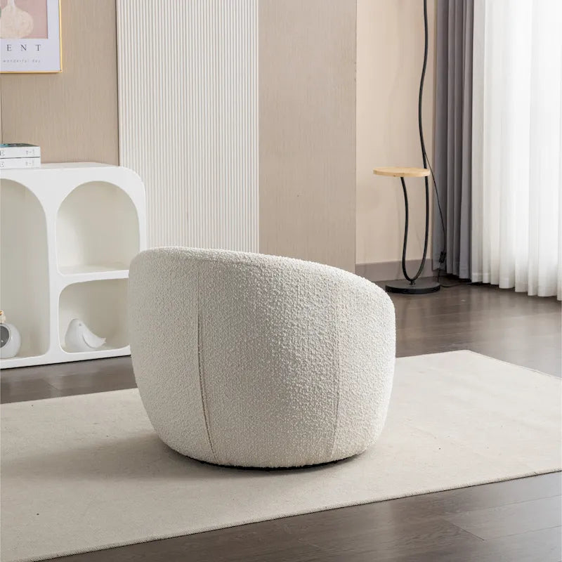 Swivel Barrel Chair - 360掳 Rotation - Boucle Fabric