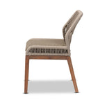 Modern Transitional-Style Rope-Woven Mahogany Dining Chair 鈥?Gray