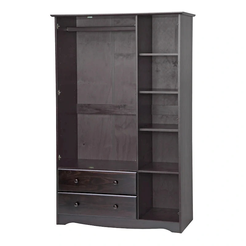 3-Door Wardrobe Armoire - White/Mocha/Java - Solid Wood