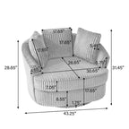 DREAMSIDEA 2 Set Recessed Arm Slipcovered Swivel Barrel Chair