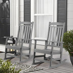 Vrakae All Weather Outdoor High Back Rocking Chair Set of 2
