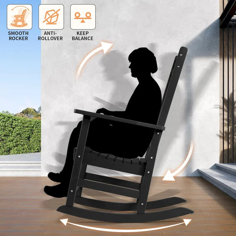 Vrakae All Weather Outdoor High Back Rocking Chair Set of 2