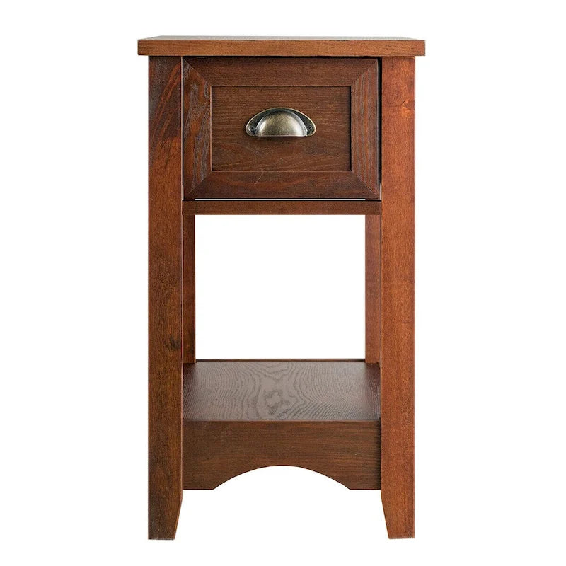Gymax Set of 2 Contemporary Side End Table Compact Table w/ Drawer - 13  X 22  X 23  (L X W X H)