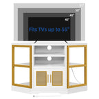 Farmhouse Corner TV Stand Entertainment Center Media Console for TVs up to 55 with Power Outlet