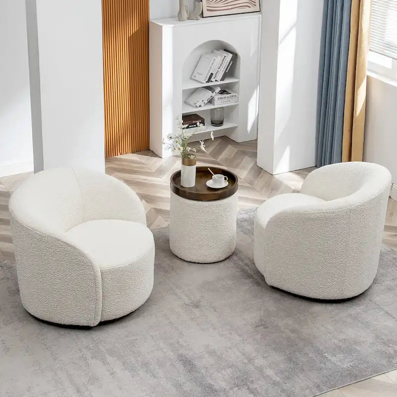 KINWELL 34 Wide Upholstered Swivel Accent Barrel Chair (Set of 2)