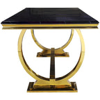 Modern Dining Room Table with Stainless Steel Metal U-Base
