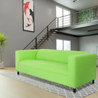 Coast to Coast Sofas Mid Century Modern 3 Seater Sofa Faux Leather Solid Wood Frame Upholstered