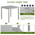 Modern 5-Piece Dining Set with Square Counter Height Table & 4 Upholstered Chairs