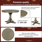Taupe Retro 5-Piece Wooden Dining Table Set with Curved Trestle Table & 4 Chairs