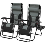 Yaheetech 2pcs 26in Padded Outdoor Zero Gravity Chair Patio Lounge Camping Chair with Armrests and Pillow