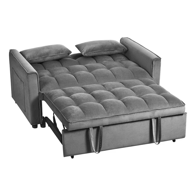 Modern Velvet Futon Loveseat with Reclining Backrest & Pockets, Seats 2 鈥?Dark Gray / Light Gray / Blue / Black