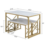 VECELO 3-pieces Dining Table with Bench, Dinning Room Table Set for 4-6, Kitchen Table with 2 Benches Dining Table Set