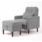UIXE Modern Lounge Chair Accent Chair and Stroage Ottoman With Adjustable Backrest