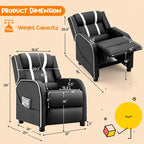 Gymax Kids Recliner Chair Ergonomic Leather Sofa Armchair w/Footrest