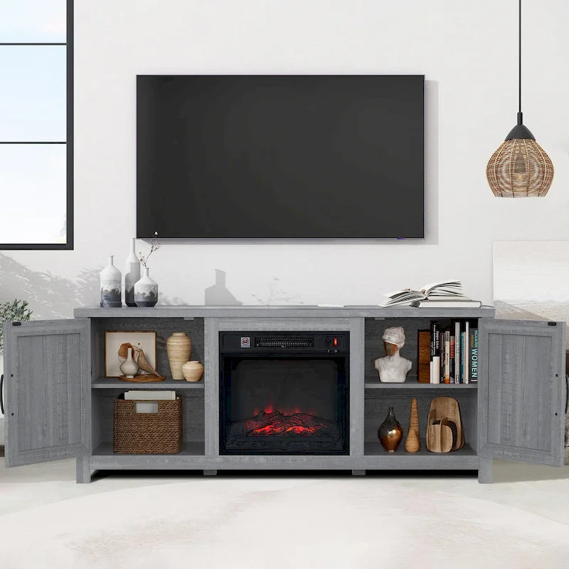 58 Farmhouse Electric Fireplace TV Stands Console Table for TV's up to 65