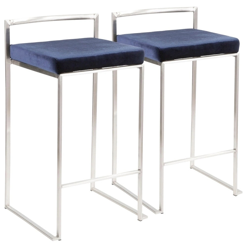 Silver Orchid Forrest Stainless Steel Stackable Fully Welded Counter Stool (Set of 2)
