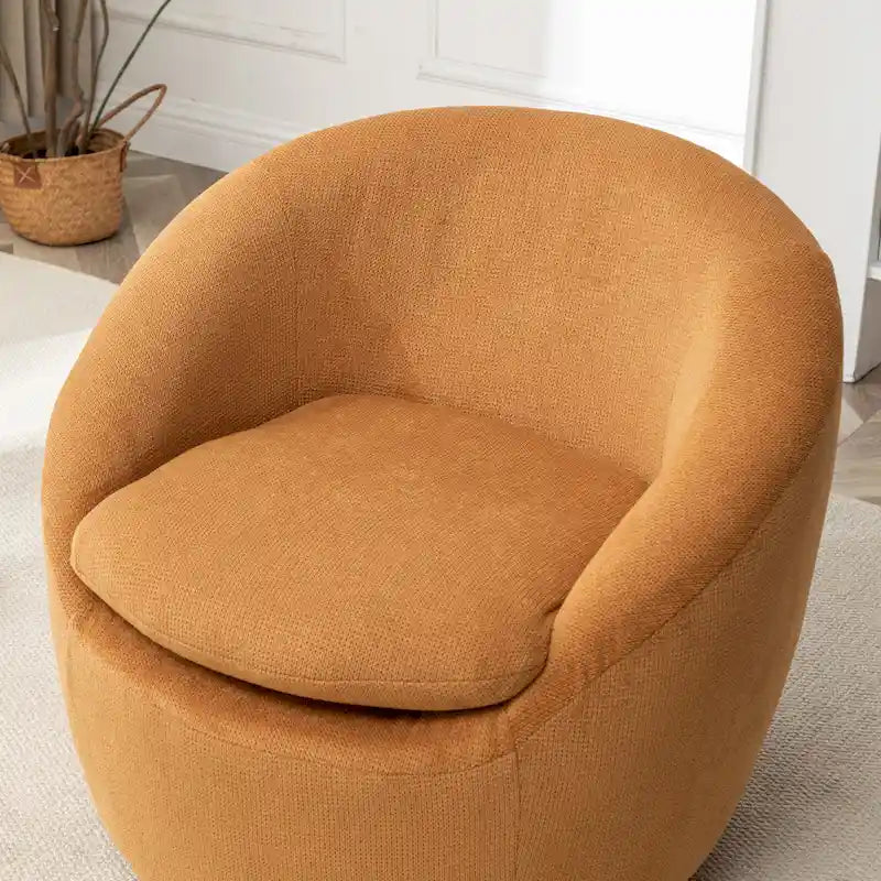 Swivel Barrel Chair - 360掳 Rotation - Boucle Fabric