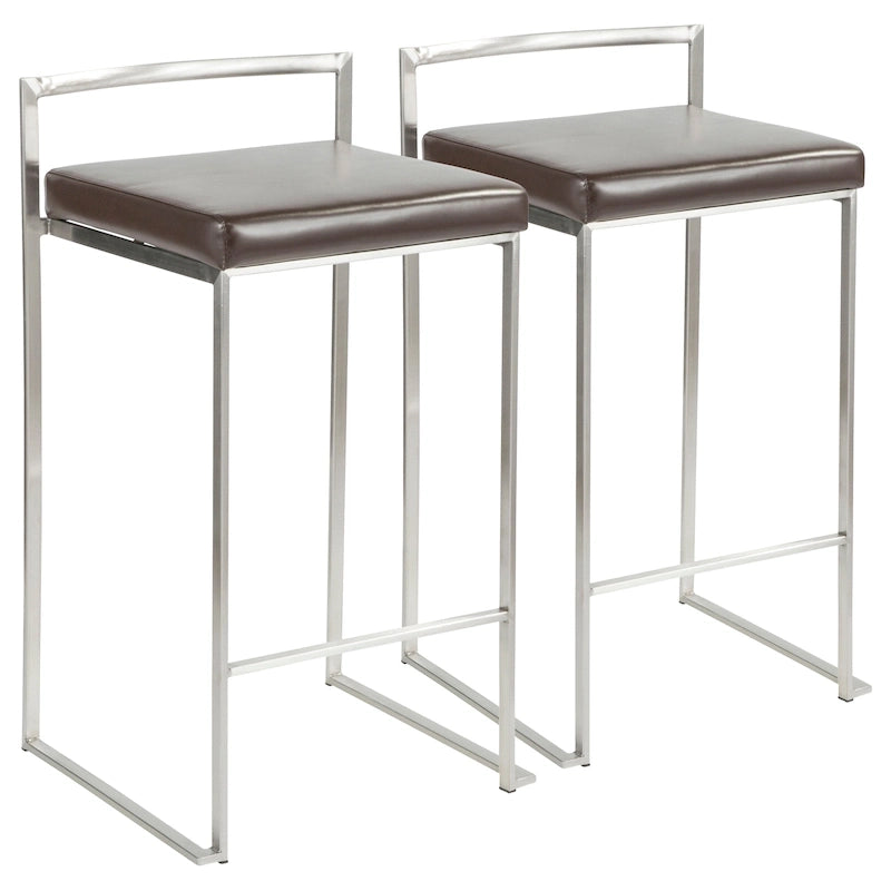 Silver Orchid Forrest Stainless Steel Stackable Fully Welded Counter Stool (Set of 2)