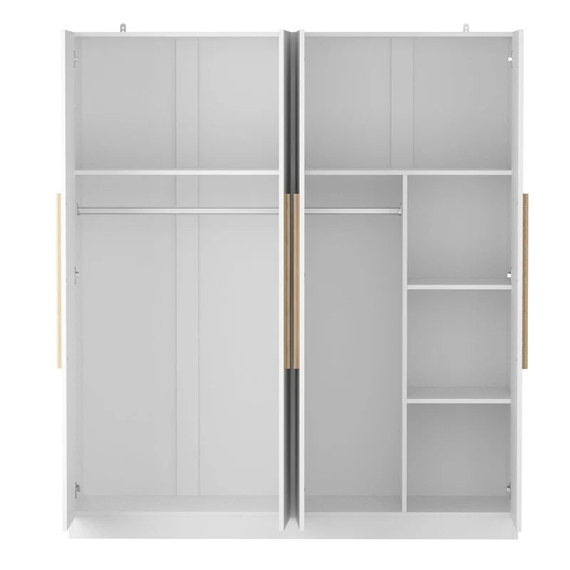 Modern Freestanding Solid Wood Wardrobe Closet With Storage Shelves