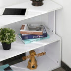 HOMCOM 360 Rotating L-Shaped Corner Desk: White, with Storage Shelves