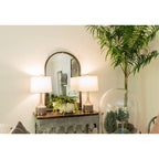 Zinc-Finished Metal and Wood Scalloped Edge Sofa Table