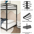 Sturdy Twin over Twin Bunk Bed Metal Black for and Adult, Low Profile Twin over twin bunk bed with Ladder and Guardrails