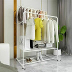 Rolling Garment Rack Clothes Metal Stand Shelf