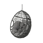 Waterproof Outdoor Wicker Hanging Basket Chair with Cushions, Hammock Seat - 300 lbs Capacity