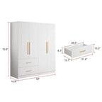63 Wide Large Freestanding Armoire Wardrobe Cabinet with Drawers