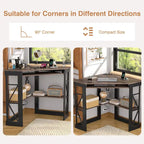 Corner Desk Small Desk with Outlets Corner Table for Small Space, Computer Desk with USB Ports Triangle Desk with Storage