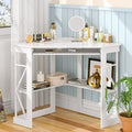 Corner Desk Small Desk with Outlets Corner Table for Small Space, Computer Desk with USB Ports Triangle Desk with Storage