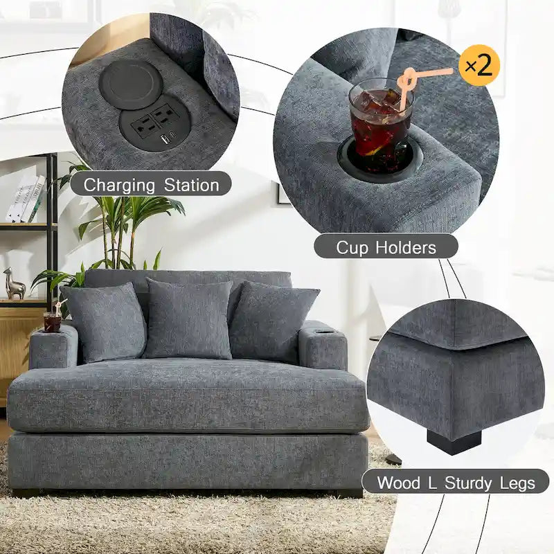 Three sizes Oversized Chaise Lounger with Pillows