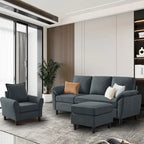 3-Piece Living Room Sectional Sofa Set with Chair and Ottoman