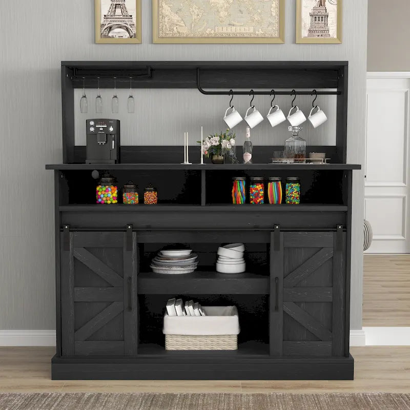 Moasis Farmhouse Coffee Bar Cabinet - 15.1D x 47.2W x 51.5H