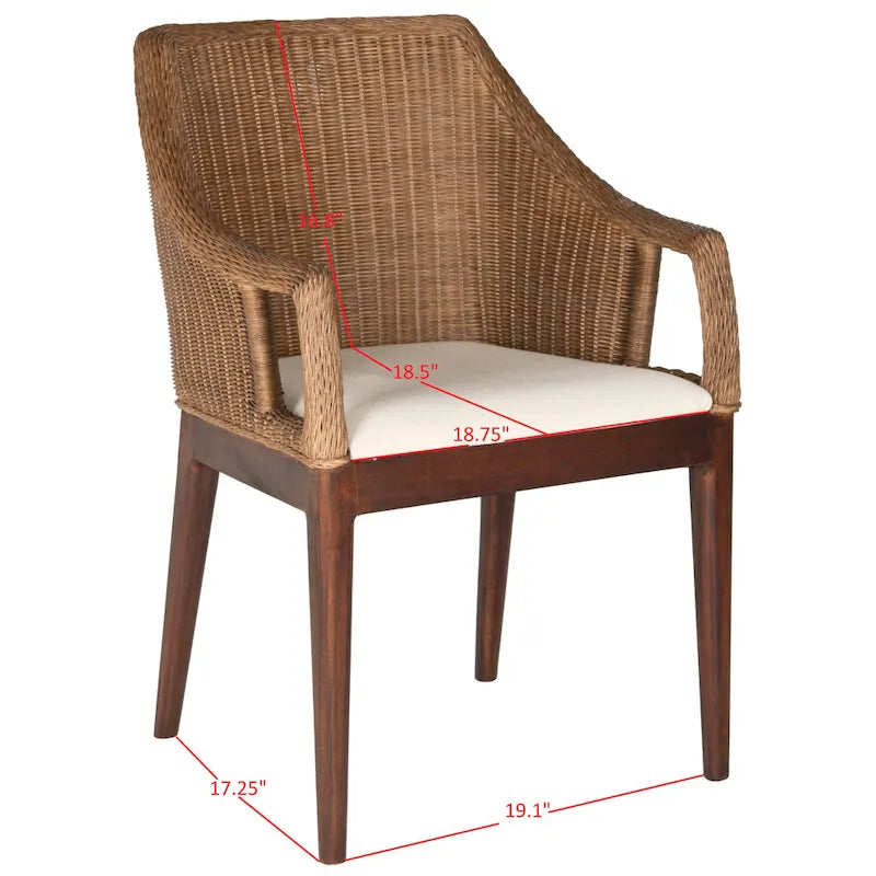 SAFAVIEH Duyen Dining Multi/ Brown Arm Chair - 23 x 23.3 x 34 - 23Wx23Dx34H