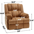 Lazy Boy Swivel Rocker Fabric Recliner Chair, Overstuffed Large Manual Recliner Glider with Pillow Top Arms and Cushion Back