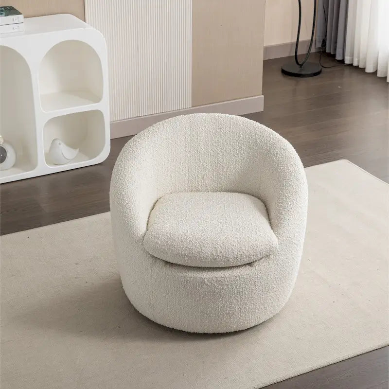 Swivel Barrel Chair - 360掳 Rotation - Boucle Fabric