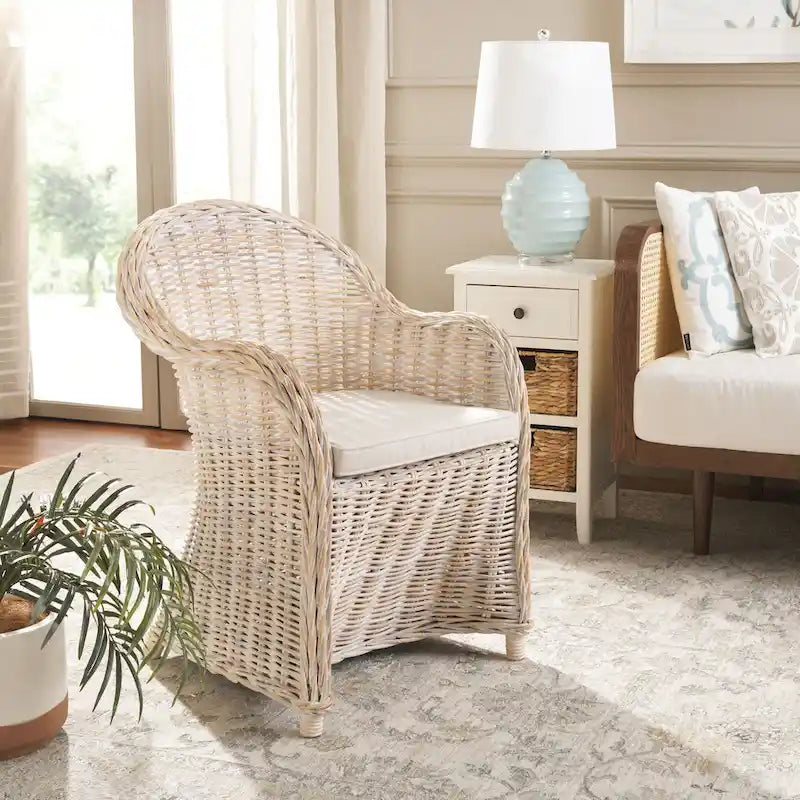 SAFAVIEH Sinja Yellow Rattan Club Chair - 24  x 26  x 35  - 24Wx26Dx35H