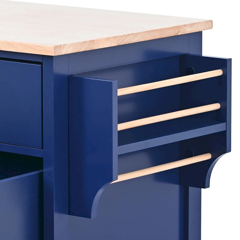53 in. W Kitchen Island with Countertop and Drawers - N/A