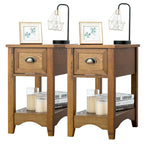 Gymax Set of 2 Contemporary Side End Table Compact Table w/ Drawer - 13  X 22  X 23  (L X W X H)