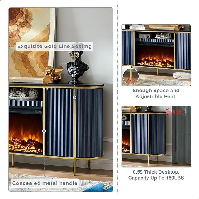70  Modern Luxury Fireplace TV Stand, Entertainment Center, TV Console