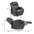 Massage Recliner Chair Swivel Heating Faux Leather Living Room Chair