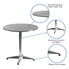 27.5  Round Aluminum Smooth Top Indoor-Outdoor Table with Base