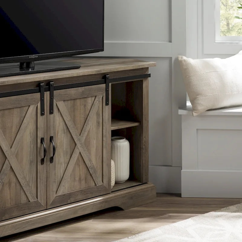 Middlebrook 52-inch Sliding Barn Door Corner TV Stand