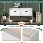 Wood Storage Bench with 2 Woven Baskets by Harper&Bright Designs