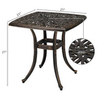 Patio 21  Cast Aluminum Dining Table with Umbrella Hole