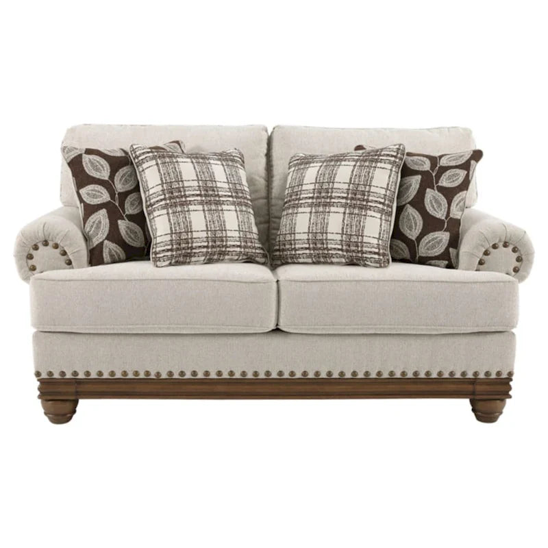 Harleson Traditional Wheat Brown Loveseat with Nailhead Trim
