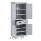 72 Kitchen Pantry Storage Cabinet, Traditional Freestanding Cabinet with 4 Doors and 3 Adjustable Shelves, Large Central Drawer