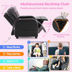 Gymax Kids Recliner Chair Ergonomic Leather Sofa Armchair w/Footrest